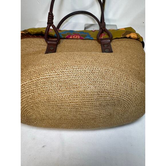 Valentino Woven Fiber & Leather Drawstring Tote 1967 RARE - Picture 9 of 14